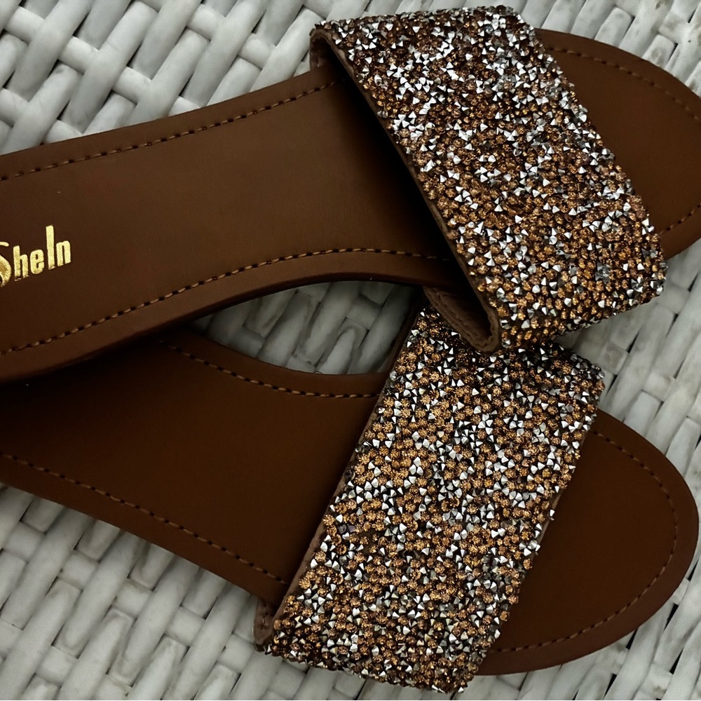 SHEIN Brown Glitter Sandals